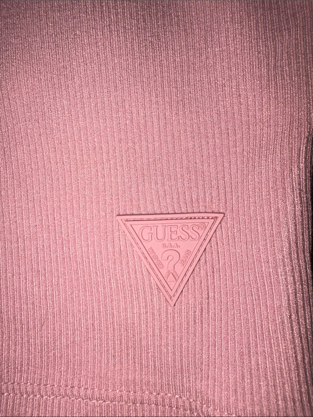 GUESS Pink Ribbed Crop Tank Top - Picture 4 of 7